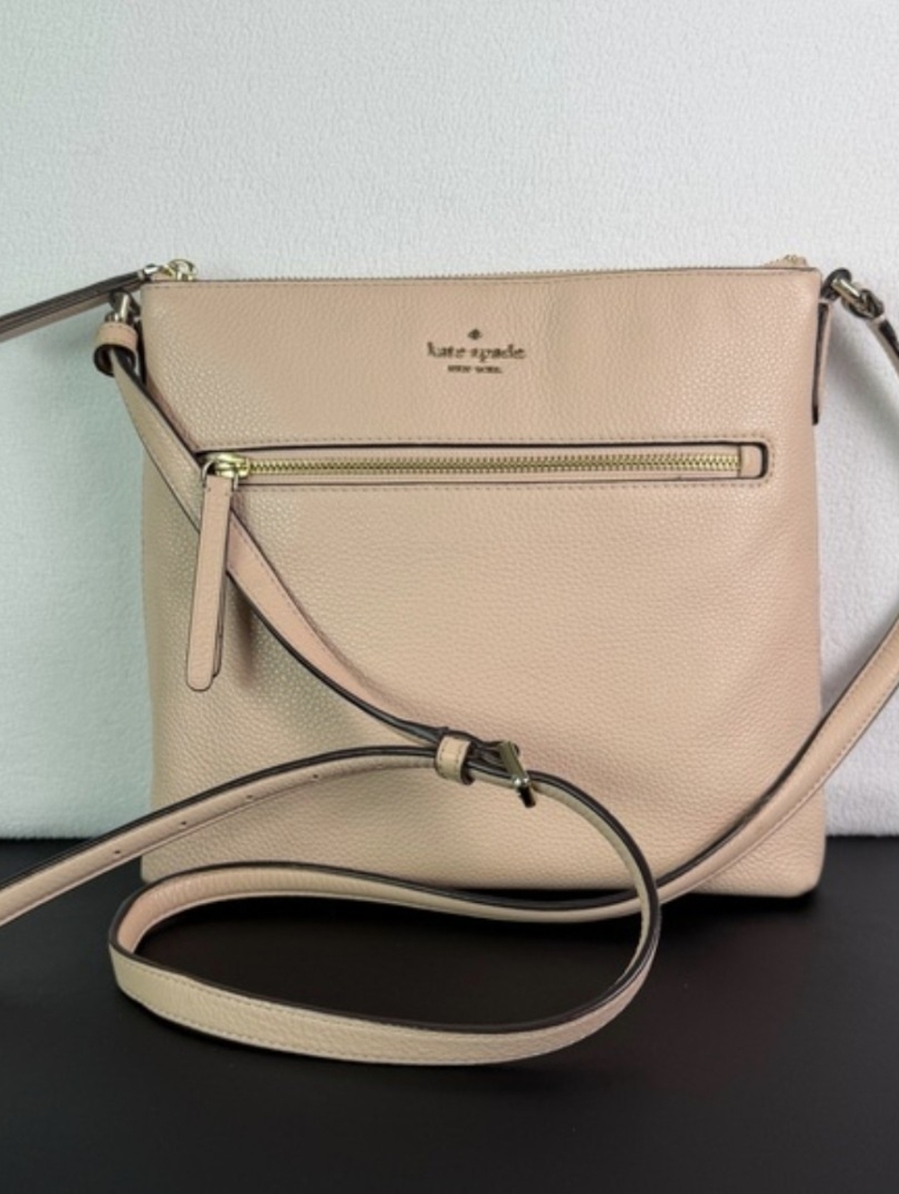 Kate Spade Jackson Crossbody in Pale Rose Pink Pebbled Leather